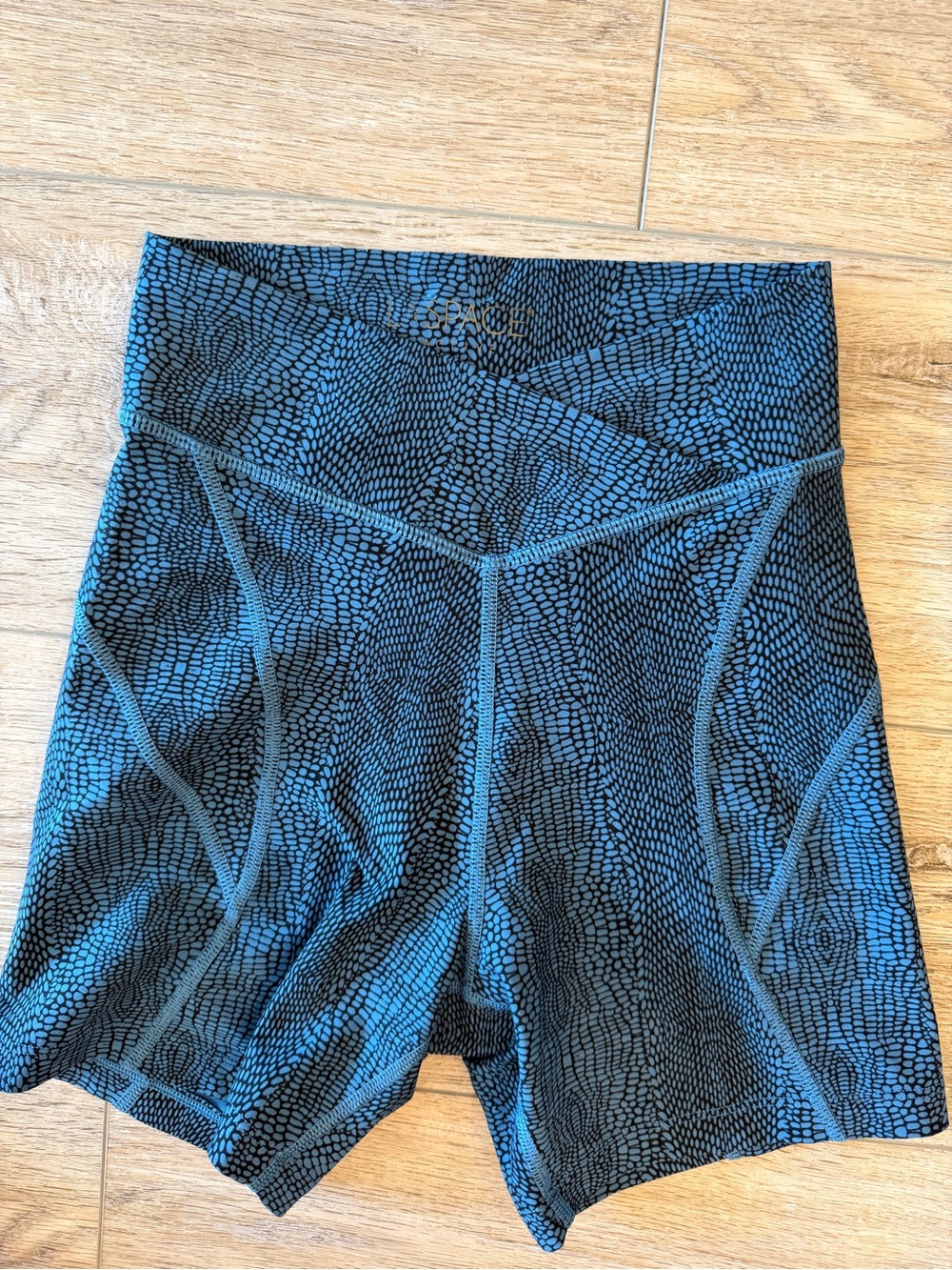 l*space High-Waist Blue & Black Patterned Bike Shorts